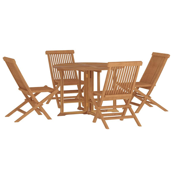 vidaXL 5-Piece Folding Outdoor Dining Set Solid Teak Wood