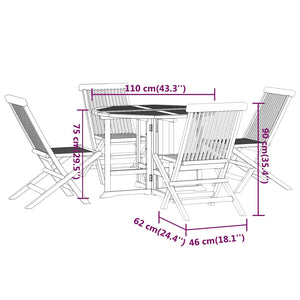 vidaXL 5-Piece Folding Outdoor Dining Set Solid Teak Wood