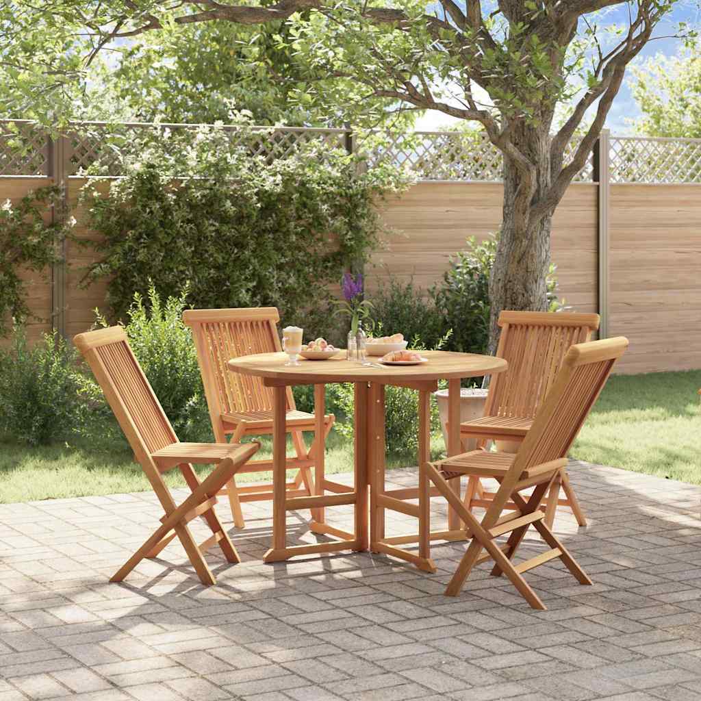 vidaXL 5-Piece Folding Outdoor Dining Set Solid Teak Wood