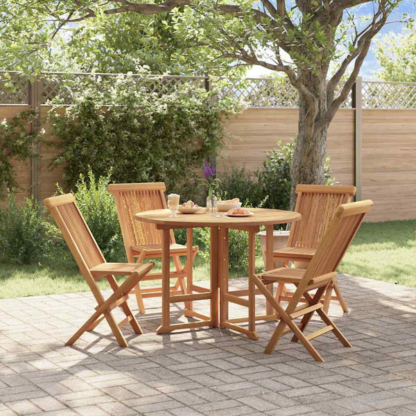 vidaXL 5-Piece Folding Outdoor Dining Set Solid Teak Wood