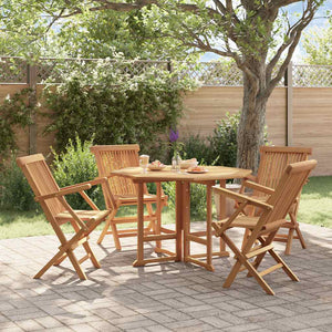 vidaXL 5-Piece Folding Outdoor Dining Set Solid Teak Wood