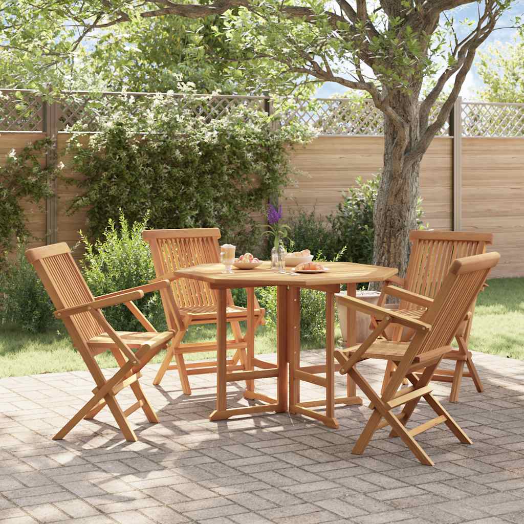 vidaXL 5-Piece Folding Outdoor Dining Set Solid Teak Wood