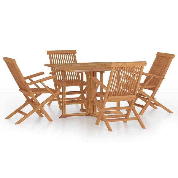 vidaXL 5-Piece Folding Outdoor Dining Set Solid Teak Wood