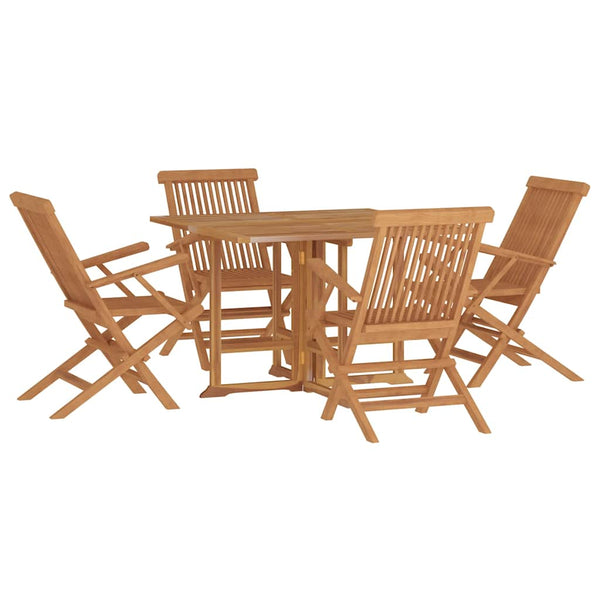 vidaXL 5-Piece Folding Outdoor Dining Set Solid Teak Wood