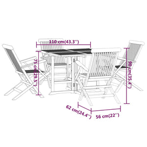 vidaXL 5-Piece Folding Outdoor Dining Set Solid Teak Wood