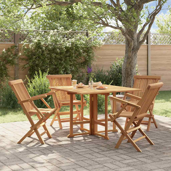 vidaXL 5-Piece Folding Outdoor Dining Set Solid Teak Wood