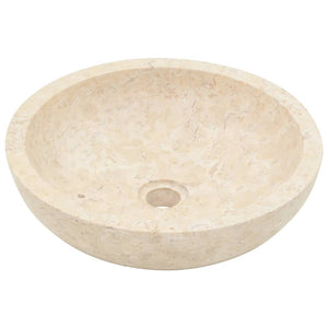 vidaXL Teak Solid Wood Vanity with Cream Marble Basin