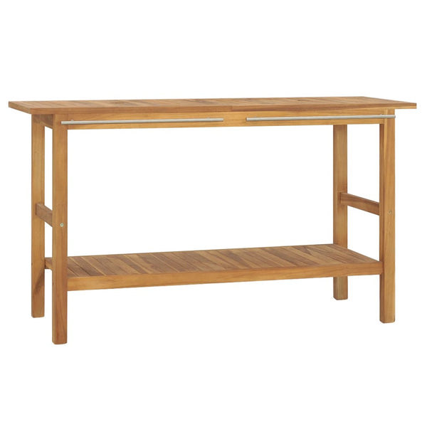 vidaXL Teak Solid Wood Vanity with River Stone Sink