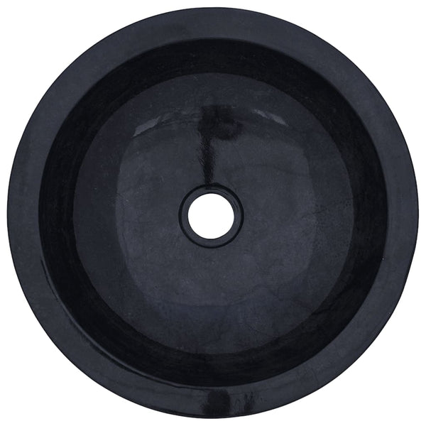 vidaXL Washbasin with Marble Basin Black Solid Teak Wood