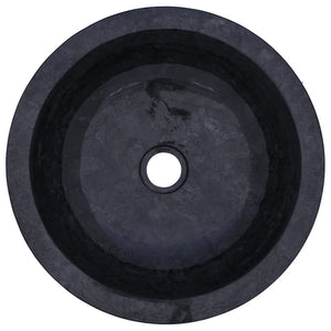 vidaXL Washbasin with Marble Basin Black Solid Teak Wood