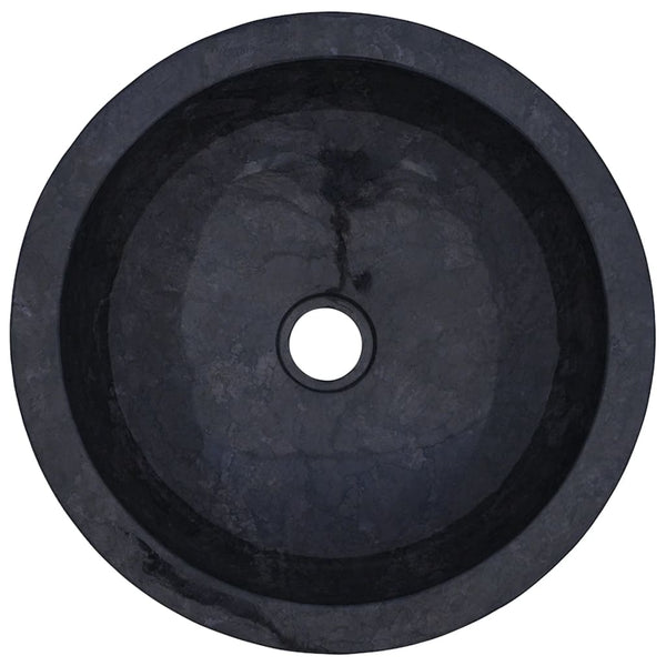 vidaXL Washbasin with Marble Basin Black Solid Teak Wood