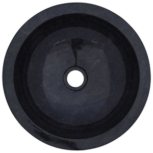 vidaXL Washbasin with Marble Basin Black Solid Teak Wood