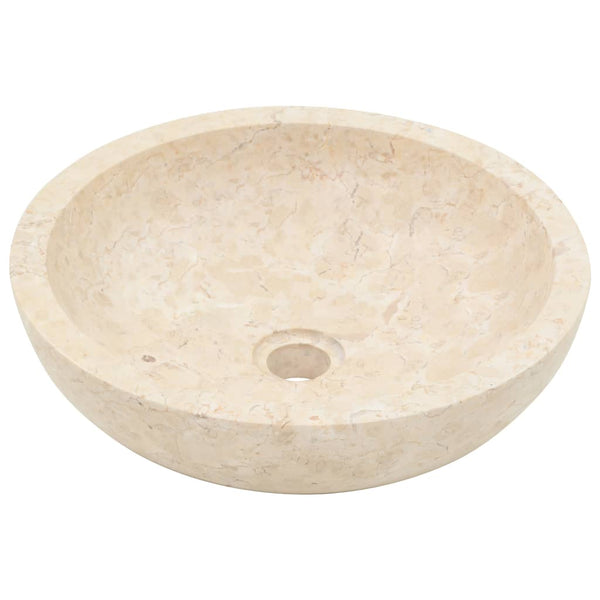 vidaXL Teak Solid Wood Vanity with Cream Marble Basin