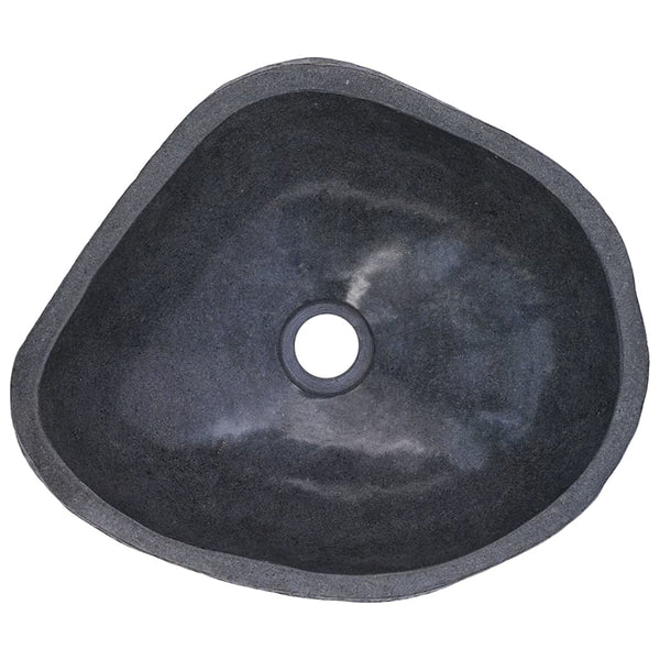 vidaXL Teak Solid Wood Vanity with River Stone Sink