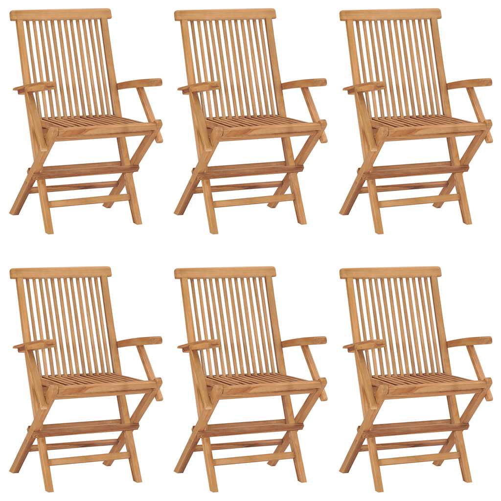 vidaXL Folding Garden Chairs 6 pcs Solid Teak Wood