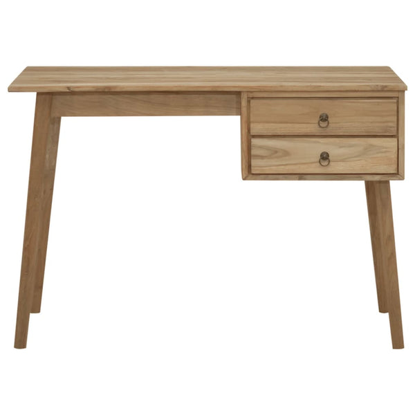 vidaXL Desk with 2 Drawers 110x52x75 cm Solid Teak Wood