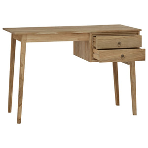 vidaXL Desk with 2 Drawers 110x52x75 cm Solid Teak Wood