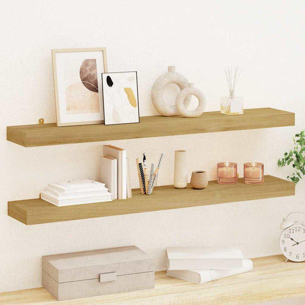vidaXL Wall Shelves 2 pcs 90x15x4 cm Solid Teak Wood