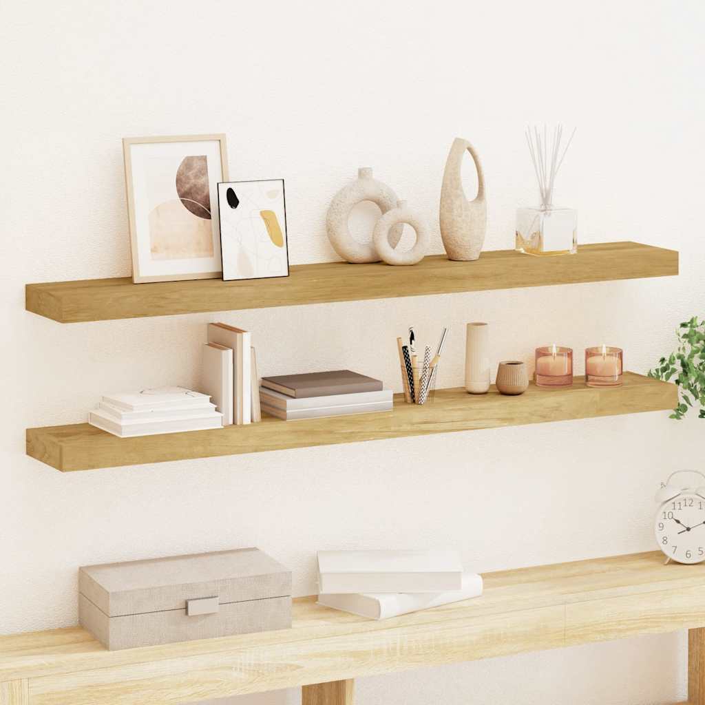 vidaXL Wall Shelves 2 pcs. 110x15x4 cm Solid Teak Wood