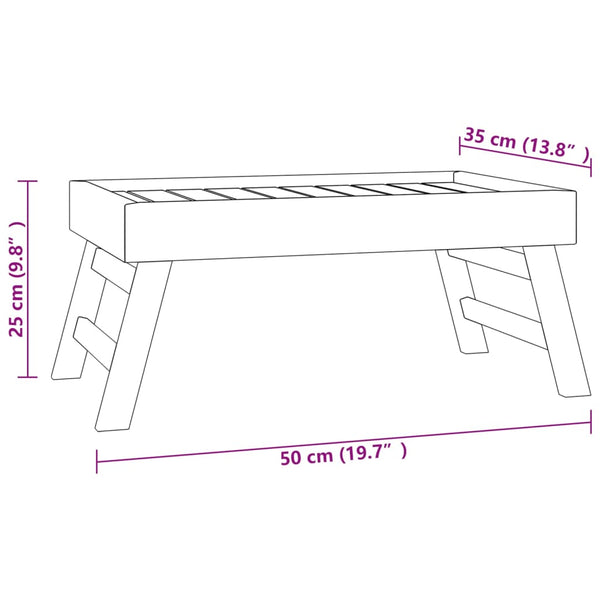vidaXL Folding Tray Table 55x35x25 cm Solid Teak Wood