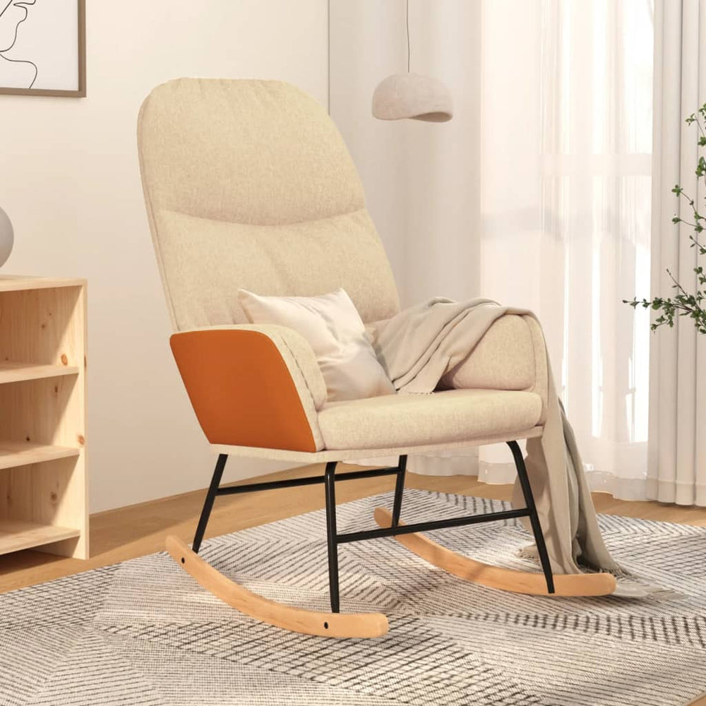 vidaXL Rocking Chair Cream White Fabric