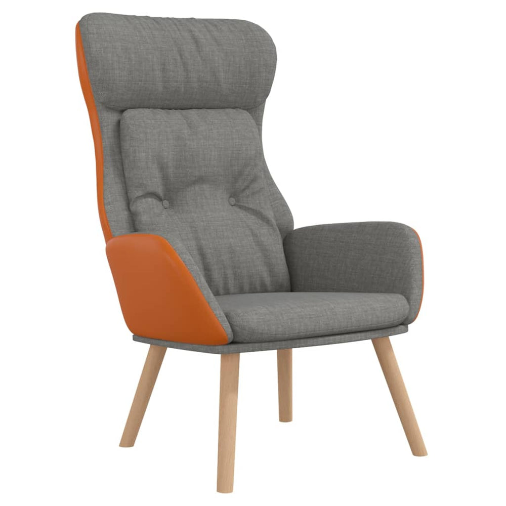 vidaXL Recliner Light Gray Fabric and PVC