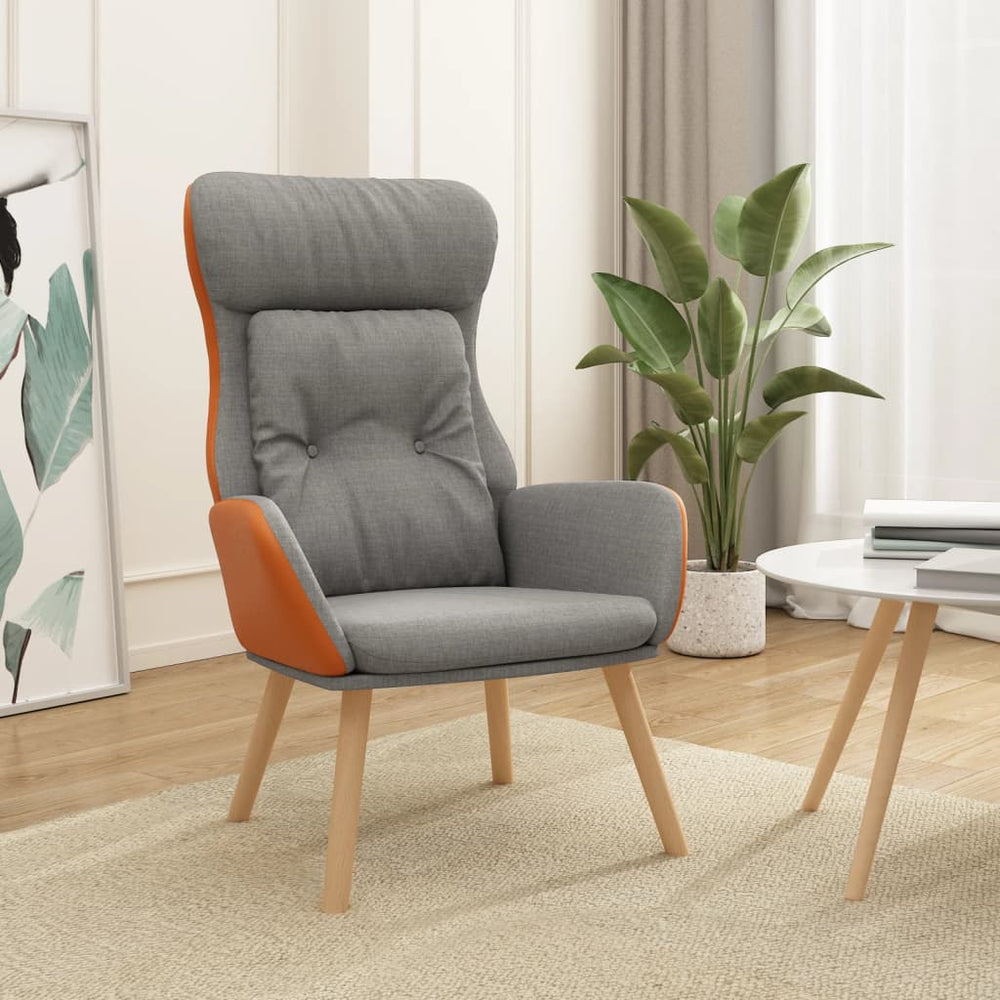 vidaXL Recliner Light Gray Fabric and PVC