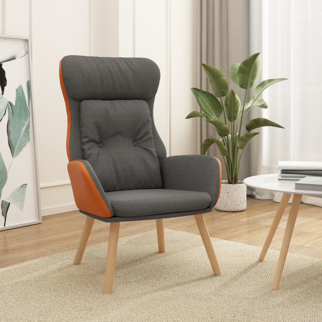 vidaXL Recliner Dark Grey Fabric and PVC