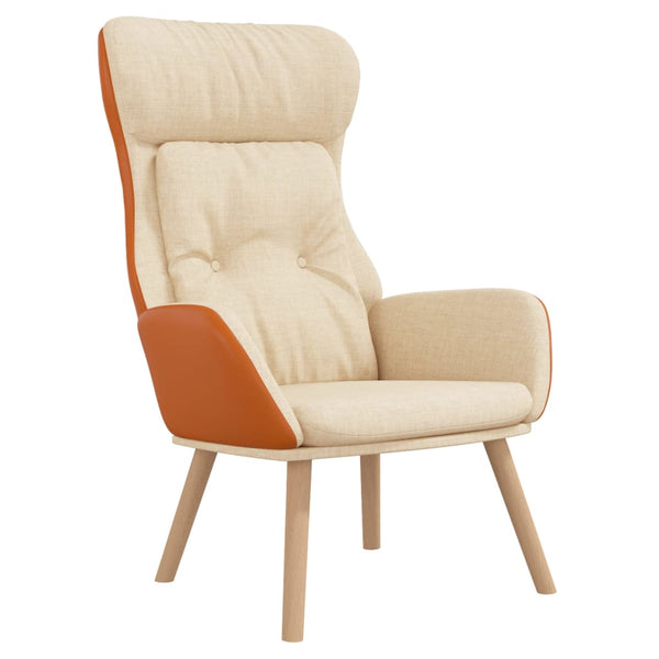 vidaXL Recliner Cream Fabric and PVC