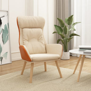 vidaXL Recliner Cream Fabric and PVC