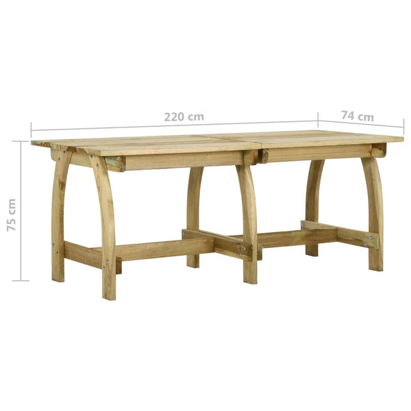 vidaXL Garden Table 220x74x75 cm Impregnated Pine Wood