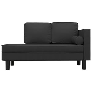 Schwarze Chaiselongue mit Kissen Kunstleder