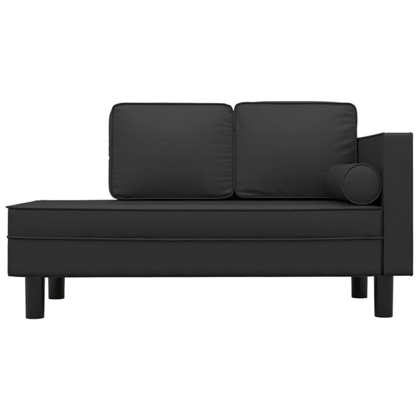 Schwarze Chaiselongue mit Kissen Kunstleder