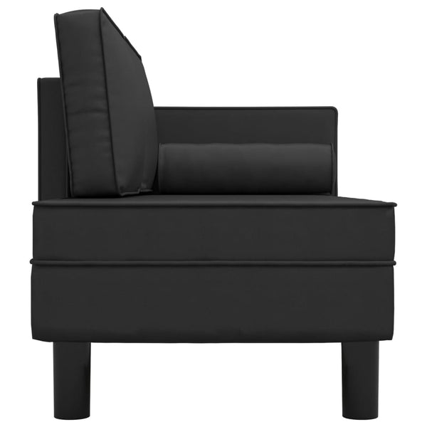 Schwarze Chaiselongue mit Kissen Kunstleder