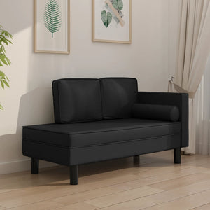 Schwarze Chaiselongue mit Kissen Kunstleder