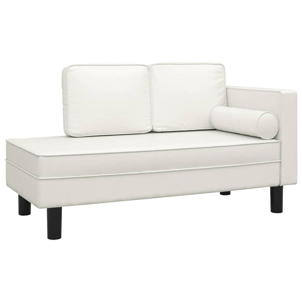 Creme Kunstleder Chaiselongue mit Kissen