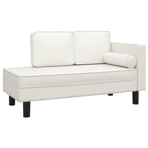 Creme Kunstleder Chaiselongue mit Kissen