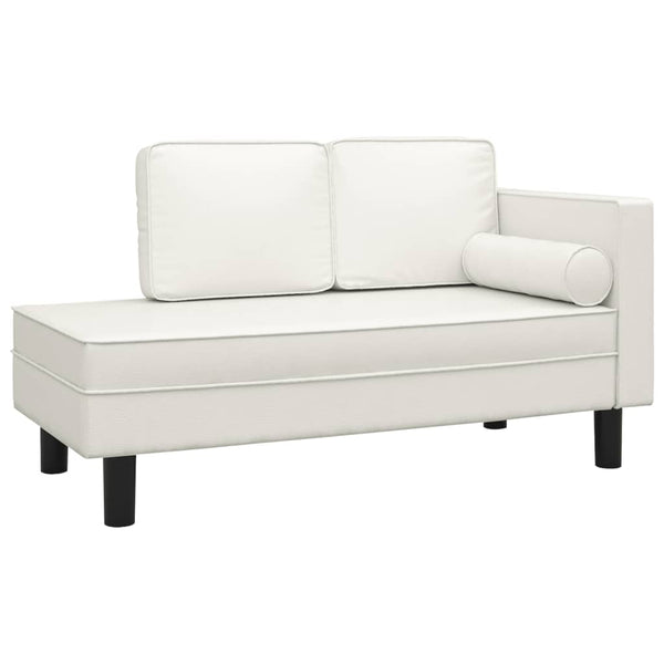 Creme Kunstleder Chaiselongue mit Kissen