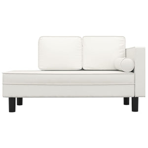 Creme Kunstleder Chaiselongue mit Kissen