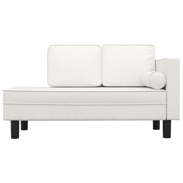 Creme Kunstleder Chaiselongue mit Kissen