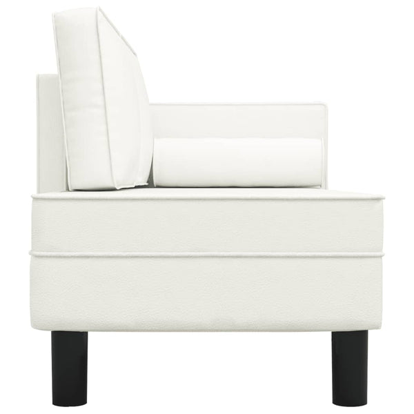 Creme Kunstleder Chaiselongue mit Kissen