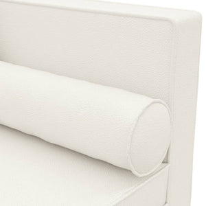 Creme Kunstleder Chaiselongue mit Kissen
