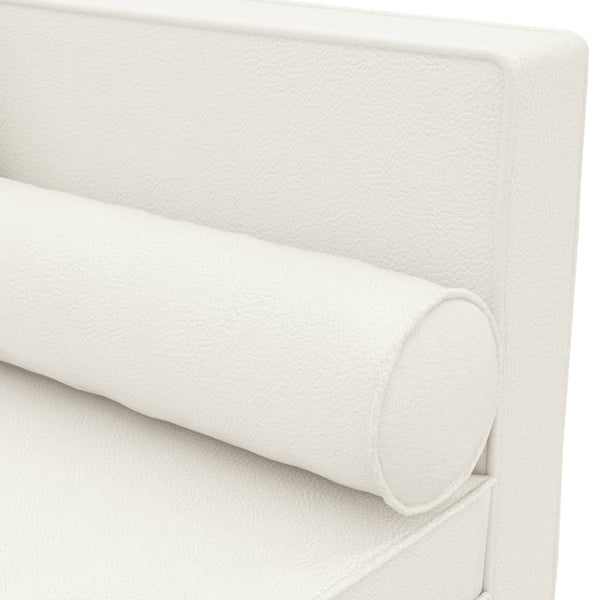 Creme Kunstleder Chaiselongue mit Kissen