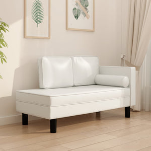 Creme Kunstleder Chaiselongue mit Kissen