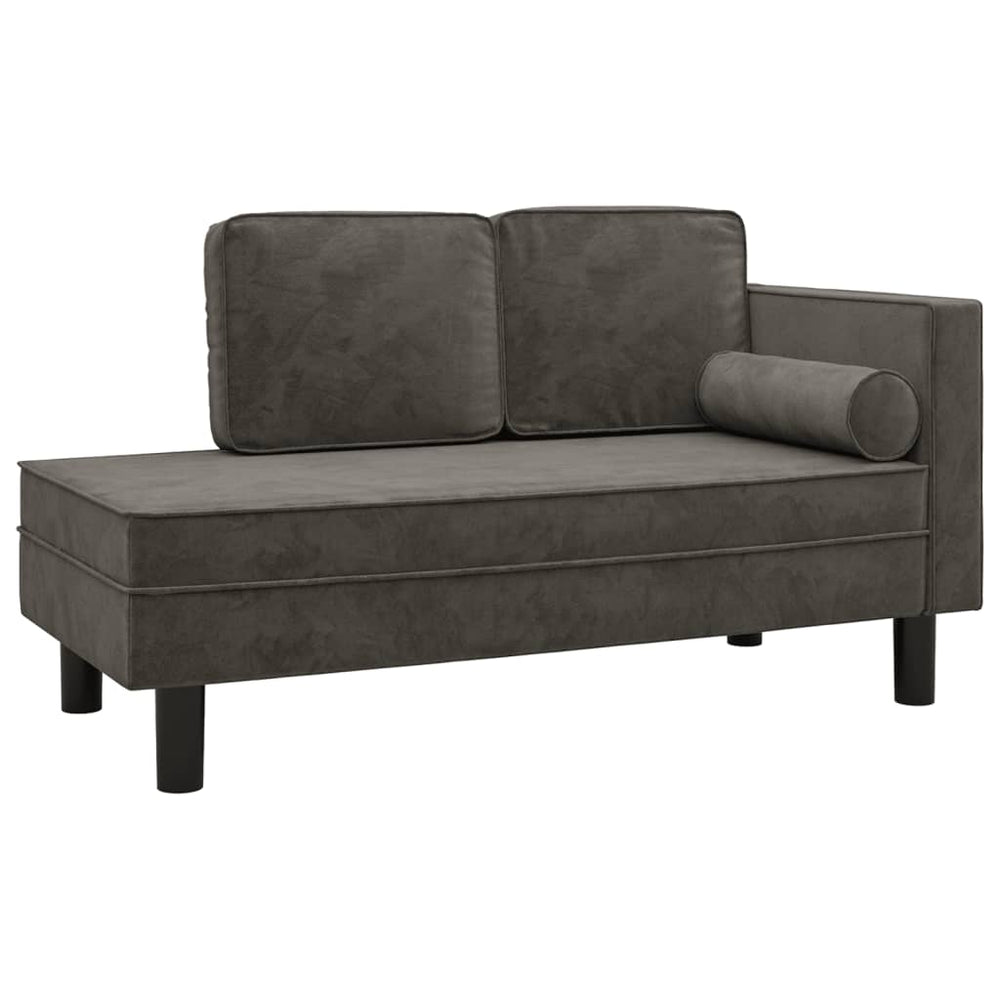 Dunkelgraue Samt Chaiselongue mit Kissen