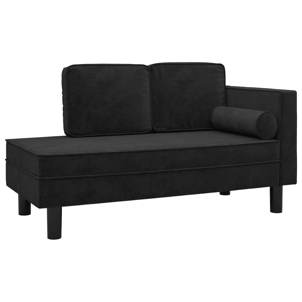 Schwarze Samt Chaiselongue mit Kissen
