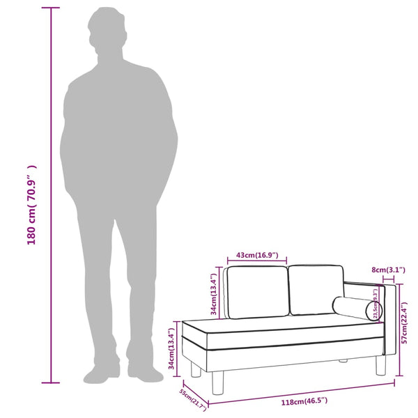 Schwarze Samt Chaiselongue mit Kissen