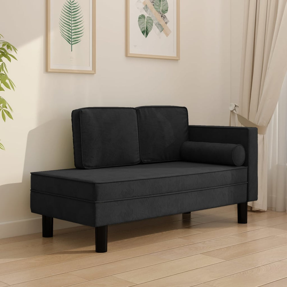 Schwarze Samt Chaiselongue mit Kissen