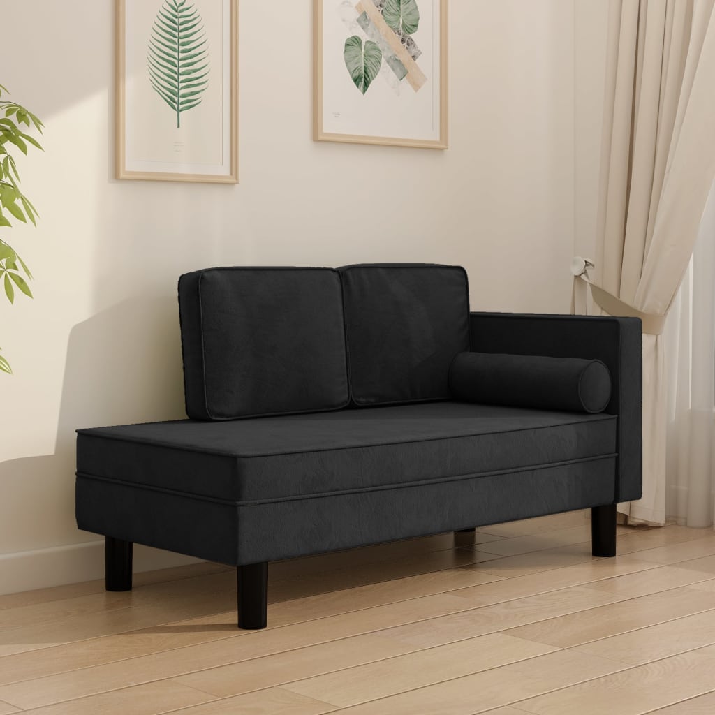 Schwarze Samt Chaiselongue mit Kissen
