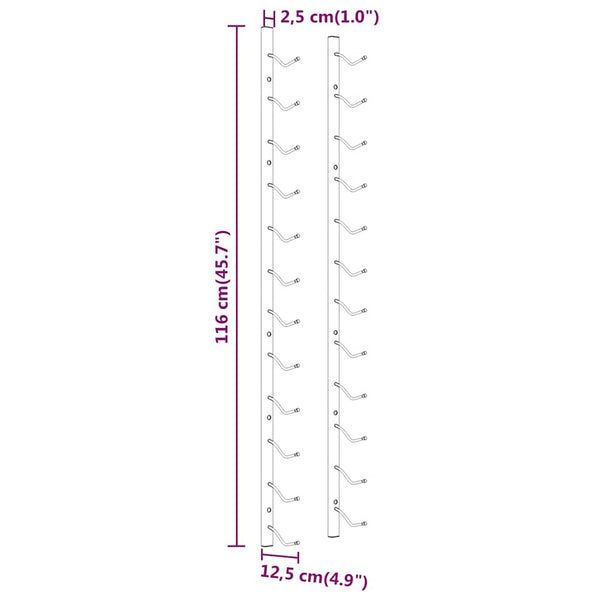 vidaXL Wall-Mounted Wine Rack for 12 Bottles 2 pcs White Iron